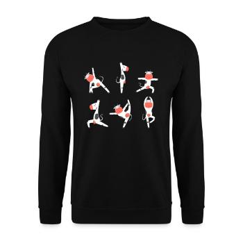 Yoga Kuh Meditation Rind macht Yoga Übungen - Unisex Pullover - Schwarz - Vorne - Alina (178cm) & Michal (187cm)