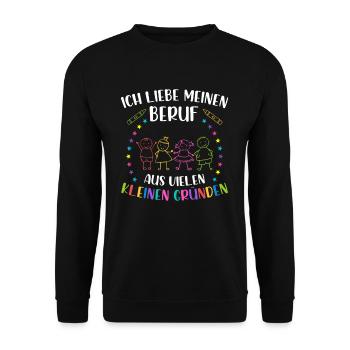 Erzieherin Spruch - Unisex Pullover - Schwarz - Vorne - Alina (178cm) & Michal (187cm)