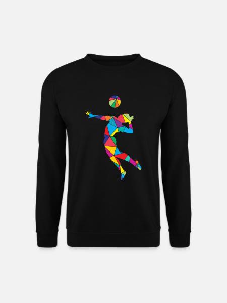 Volleyball Polygon Low Poly Volleyballspieler - Unisex Pullover - Schwarz