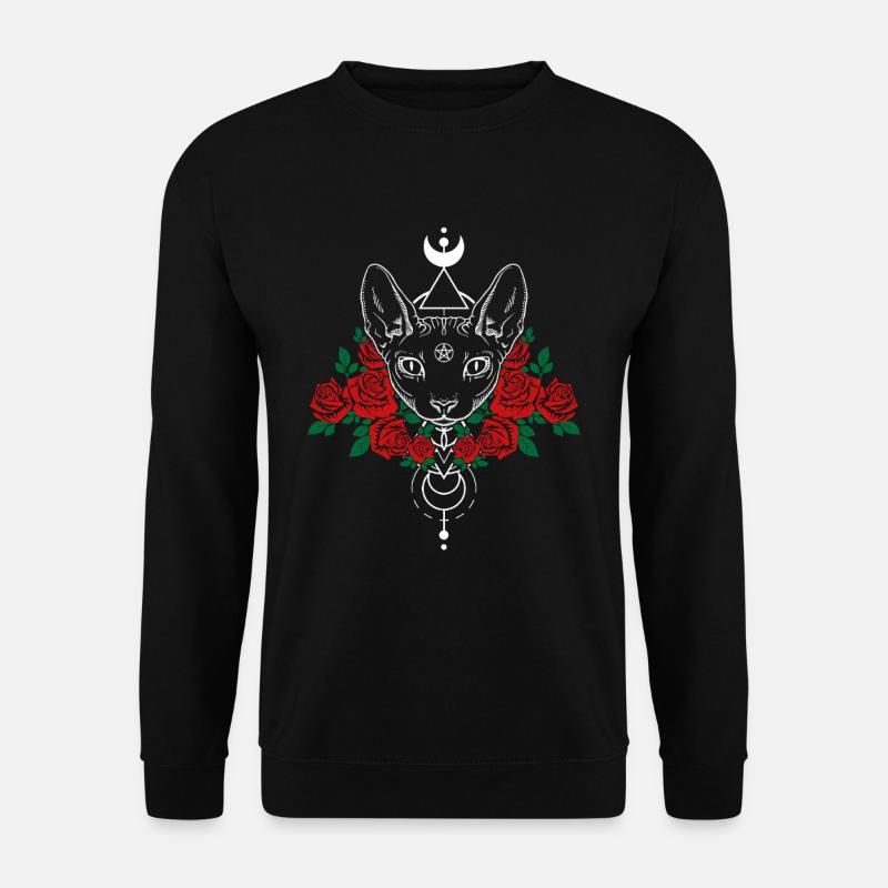 Schwarze Katze Halloween Rosen Gothic Tattoo - Unisex Pullover - Schwarz