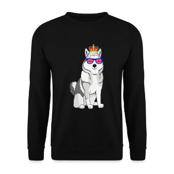 Husky Queen Elizabeth II British Crown Dog - Unisex Sweatshirt - black - Front - Alina (178cm) & Michal (187cm)