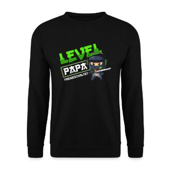 Level Papa freigeschaltet Ninja Gamer Vater - Unisex Pullover - Schwarz - Vorne - Alina (178cm) & Michal (187cm)