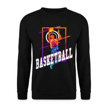 Basketball Basketballspieler Spieler Vintage Bunt - Unisex Pullover - Schwarz - Vorne - Alina (178cm) & Michal (187cm)