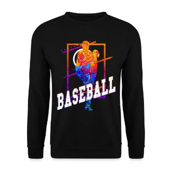 Baseball Baseball Player Vintage Colorful - Unisex Sweatshirt - black - Front - Alina (178cm) & Michal (187cm)