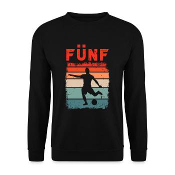 5. Geburtstag Fußball 5 Jahre Alt Fussballer - Unisex Pullover - Schwarz - Vorne - Alina (178cm) & Michal (187cm)