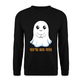 Tu es Boo Tiful Ghost Ghost Drôle Halloween - Sweat-shirt Unisexe - noir - Devant - Alina (178cm) & Michal (187cm)