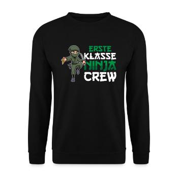 Erste Klasse Ninja Crew Schulkind 1. Klasse - Unisex Pullover - Schwarz - Vorne - Alina (178cm) & Michal (187cm)