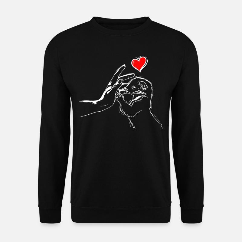 Cœur de belette avec belette se tenant la main - Sweat-shirt Unisexe - noir