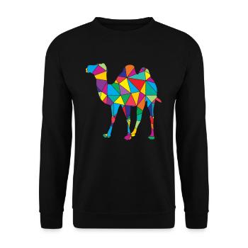 Kamel Polygon Wüste Kunst - Unisex Pullover - Schwarz - Vorne - Alina (178cm) & Michal (187cm)
