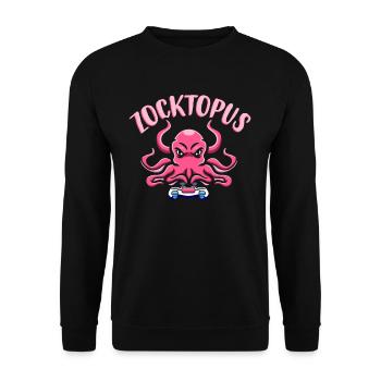 Gaming Octopus Gaming Tintenfisch Zocktopus - Unisex Pullover - Schwarz - Vorne - Alina (178cm) & Michal (187cm)