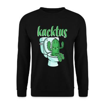 Lustiger Kaktus beim Kacken Kaktus Auf Toilette WC - Unisex Pullover - Schwarz - Vorne - Alina (178cm) & Michal (187cm)