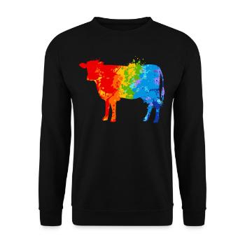 Color Splash Cow Colorful Cow - Unisex Sweatshirt - black - Front - Alina (178cm) & Michal (187cm)