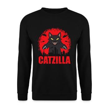 Catzilla Cat Chaton Chat Monstre Chat - Sweat-shirt Unisexe - noir - Devant - Alina (178cm) & Michal (187cm)