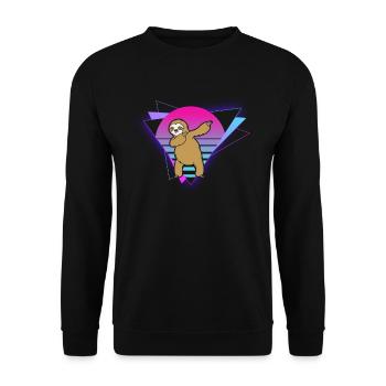 Paresseux Vaporwave - Sweat-shirt Unisexe - noir - Devant - Alina (178cm) & Michal (187cm)