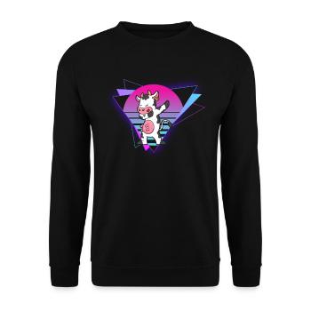 Vaporwave Cow - Unisex Sweatshirt - black - Front - Alina (178cm) & Michal (187cm)