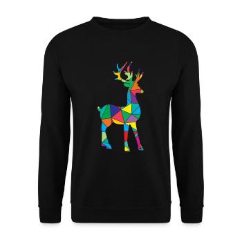 Deer Polygon Deer Wild Animal - Unisex Sweatshirt - black - Front - Alina (178cm) & Michal (187cm)