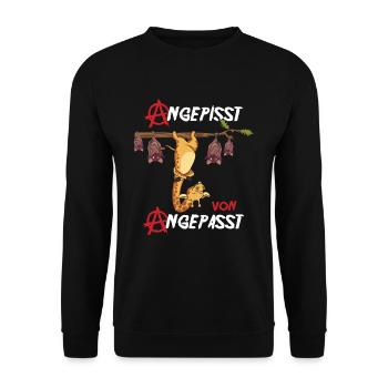 Angepisst von Angepasst Be Different Giraffe - Unisex Pullover - Schwarz - Vorne - Alina (178cm) & Michal (187cm)