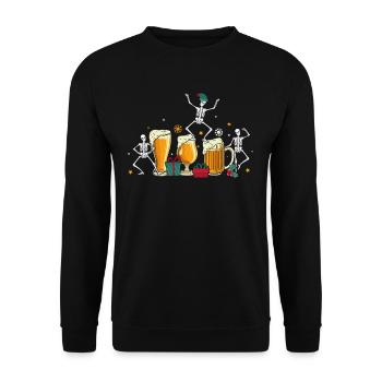 Beer Skeleton Beer Drinker Ugly Christmas - Unisex Sweatshirt - black - Front - Alina (178cm) & Michal (187cm)