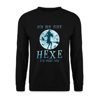 Ich Bin Eine Hexe Ich Darf Das Katze - Unisex Pullover - Schwarz - Vorne - Alina (178cm) & Michal (187cm)