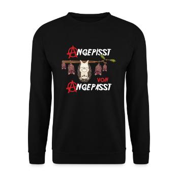 Angepisst von Angepasst Be Different Igel Anarchie - Unisex Pullover - Schwarz - Vorne - Alina (178cm) & Michal (187cm)