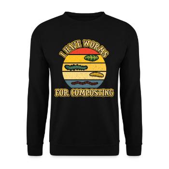 I Have Worms For Composting - Unisex Pullover - Schwarz - Vorne - Alina (178cm) & Michal (187cm)