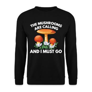 The Mushrooms Are Calling And I Must Go - Unisex Pullover - Schwarz - Vorne - Alina (178cm) & Michal (187cm)