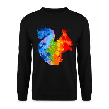 Eichhörnchen Splash Art Tierliebhaber - Unisex Pullover - Schwarz - Vorne - Alina (178cm) & Michal (187cm)