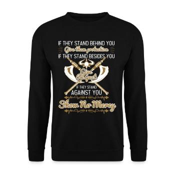Give Protection Respect No Mercy - Unisex Pullover - Schwarz - Vorne - Alina (178cm) & Michal (187cm)