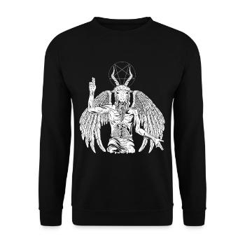 Devil Baphomet Gothic Goat - Unisex Sweatshirt - black - Front - Alina (178cm) & Michal (187cm)