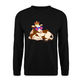 Cow Beef Queen Elizabeth II British Crown - Unisex Sweatshirt - black - Front - Alina (178cm) & Michal (187cm)