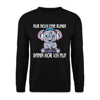 Nur Noch Eine Runde Zocken Gamer Elefant - Unisex Pullover - Schwarz - Vorne - Alina (178cm) & Michal (187cm)