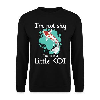 Im Not Shy Im Just A Little Koi - Unisex Pullover - Schwarz - Vorne - Alina (178cm) & Michal (187cm)