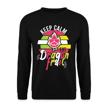 Keep Calm Eat Dragon Fruit - Unisex Pullover - Schwarz - Vorne - Alina (178cm) & Michal (187cm)