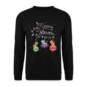 Merry Catmas Cat Christmas Cat Decoration - Unisex Sweatshirt - black - Front - Alina (178cm) & Michal (187cm)