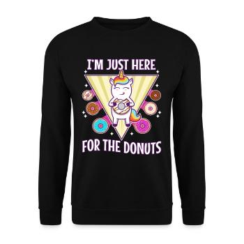 Je suis juste là pour les beignets - Sweat-shirt Unisexe - noir - Devant - Alina (178cm) & Michal (187cm)