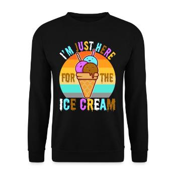 Im just here for the ice cream - Unisex Pullover - Schwarz - Vorne - Alina (178cm) & Michal (187cm)