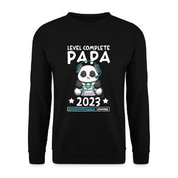 Level Complete PAPA 2023 Loading Gaming Panda - Unisex Sweatshirt - black - Front - Alina (178cm) & Michal (187cm)