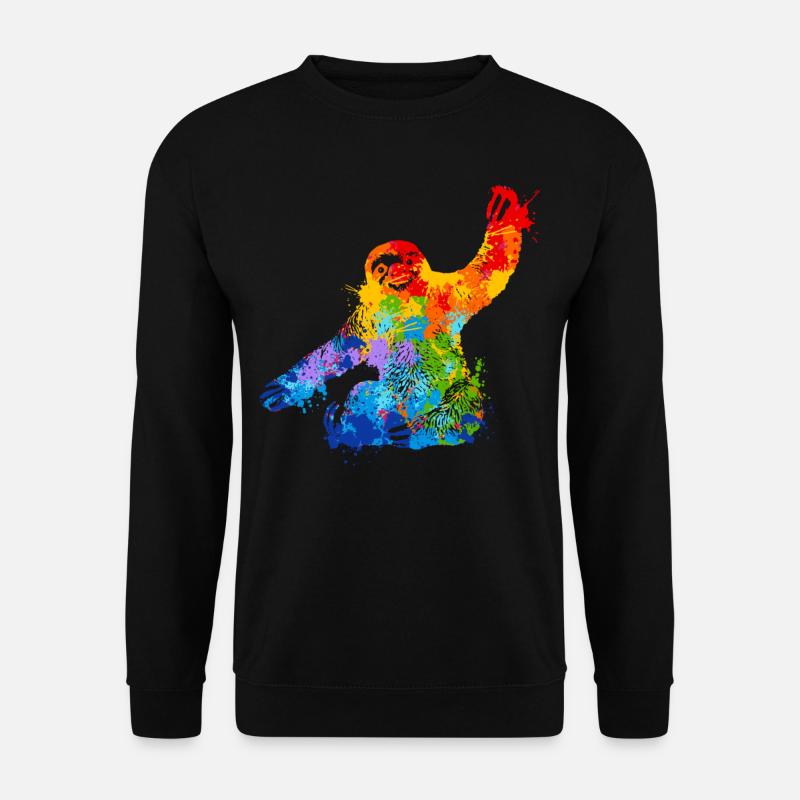 Farbspritzer Faultier Buntes Faultier - Unisex Pullover - Schwarz