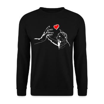 Cœur de chat High Five - Sweat-shirt Unisexe - noir - Devant - Alina (178cm) & Michal (187cm)