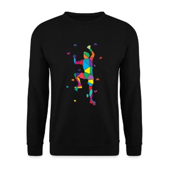 Low Poly Bergsteiger Polygon Wandklettern - Unisex Pullover - Schwarz - Vorne - Alina (178cm) & Michal (187cm)