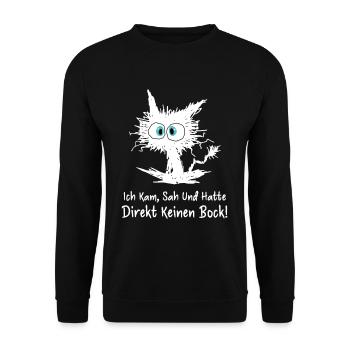 Ich Kam Sah Und Hatte Direkt Keinen Bock - Unisex Pullover - Schwarz - Vorne - Alina (178cm) & Michal (187cm)