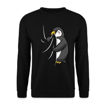 Un pingouin affamé mord dans sa chemise Drôle de pingouin - Sweat-shirt Unisexe - noir - Devant - Alina (178cm) & Michal (187cm)