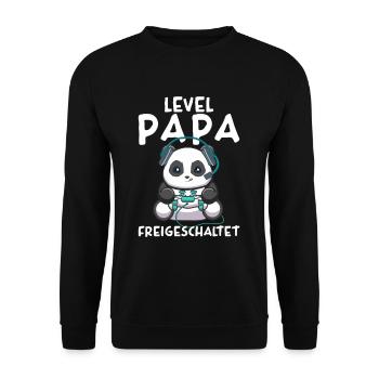 Level Papa freigeschaltet Panda Gamer Vater - Unisex Pullover - Schwarz - Vorne - Alina (178cm) & Michal (187cm)