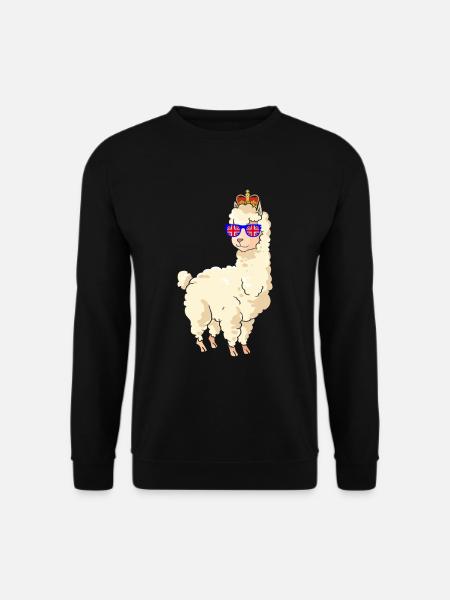 Lama das die Krone der Königin von England trägt - Unisex Pullover - Schwarz
