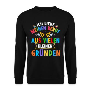 Erzieherin Erzieher Kindergarten Kindergärtnerin - Unisex Pullover - Schwarz - Vorne - Alina (178cm) & Michal (187cm)