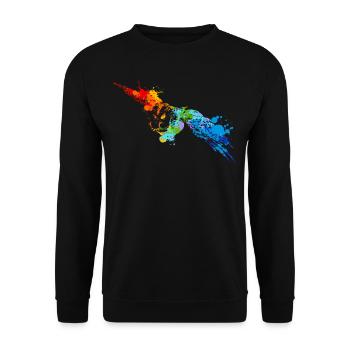 Spray Paint Owl Colorful Owl - Unisex Sweatshirt - black - Front - Alina (178cm) & Michal (187cm)