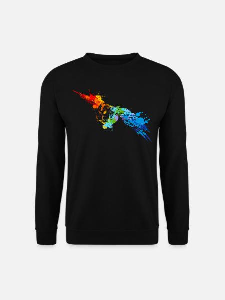 Sprühfarbe Eule Bunte Eule - Unisex Pullover - Schwarz