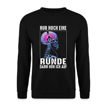 Nur Noch Eine Runde Zocken Gamer Skelett - Unisex Pullover - Schwarz - Vorne - Alina (178cm) & Michal (187cm)