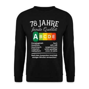 78 Jahre Feinste Qualität Geschenk 78. Geburtstag - Unisex Pullover - Schwarz - Vorne - Alina (178cm) & Michal (187cm)