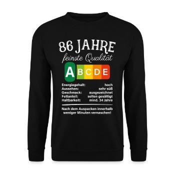 86 Jahre Feinste Qualität Geschenk 86. Geburtstag - Unisex Pullover - Schwarz - Vorne - Alina (178cm) & Michal (187cm)